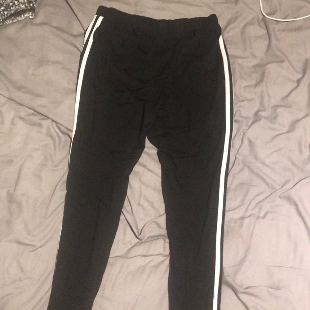 Black with white varsity stripe leggings